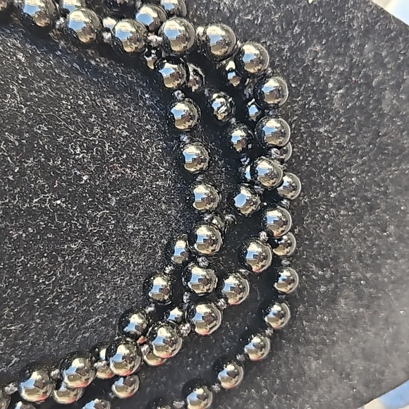 Long Black Glass Beaded Necklace - Picture 2 of 3